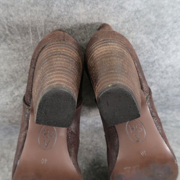 Ash Shoes Womens 40 Bootie Classic Leather Block Heel Pull On Jalouse Distressed - Picture 11 of 14